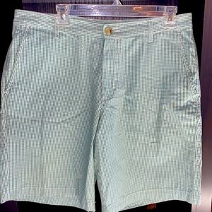 COLUMBIA PFG Green & White Check Shorts Sz 32 NWOT